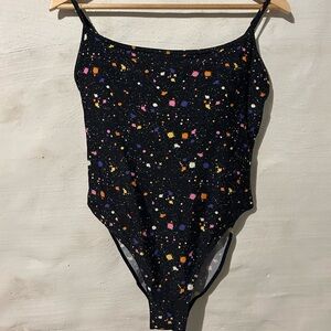 Summersalt Women's One Piece Swimsuit - Black with Multicolor Speckles